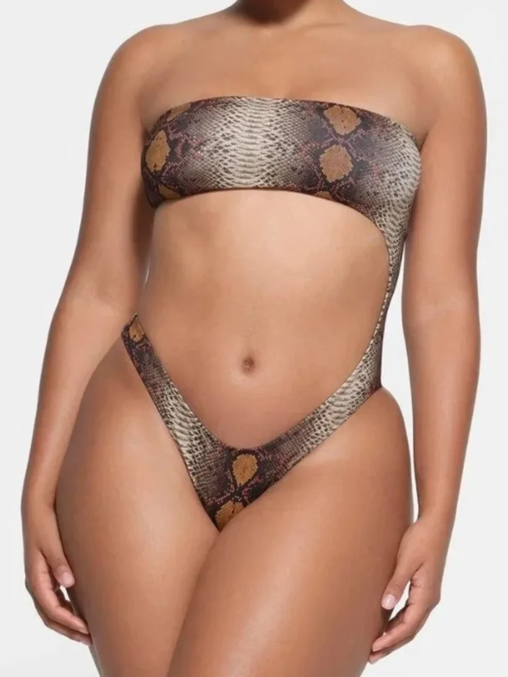 Skims 2X Recycled Swim Strapless Desert Snake Print Monokini NWT